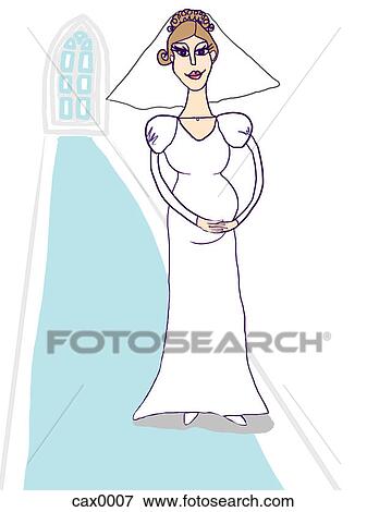 Stock Illustration - A pregnant bride. Fotosearch