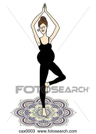 Drawing - A pregnant woman doing yoga. Fotosearch