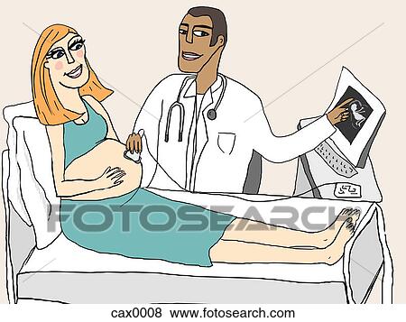 Stock Illustration - A pregnant woman getting an ultrasound. Fotosearch