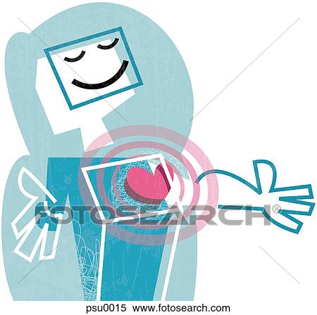 A robot with a heart Stock Illustration | psu0015 | Fotosearch