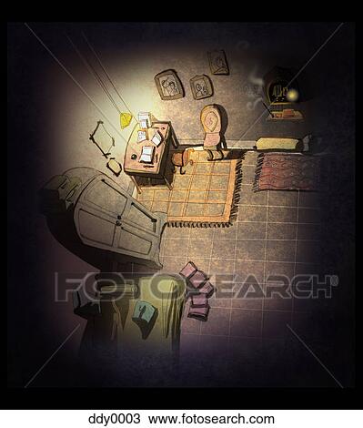 A room with a view from top View Large Illustration Drawing - A room with a view from top. Fotosearch