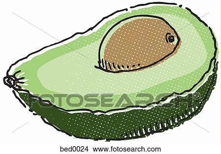 A slice of avocado View Large Illustration Stock Illustration - A slice of avocado. Fotosearch