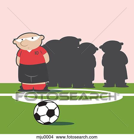 Stock Illustration - A soccer player with his team behind him. Fotosearch
