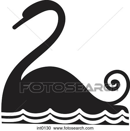 Clipart - A swan on a lake. Fotosearch