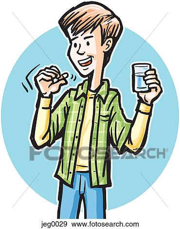A teenager taking a pill View Large Illustration Stock Illustration - A teenager taking a pill. Fotosearch