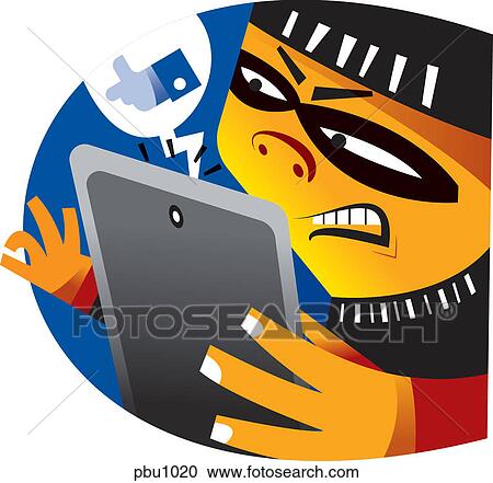 A thief holding a tablet View Large Illustration Clipart - A thief holding a tablet. Fotosearch