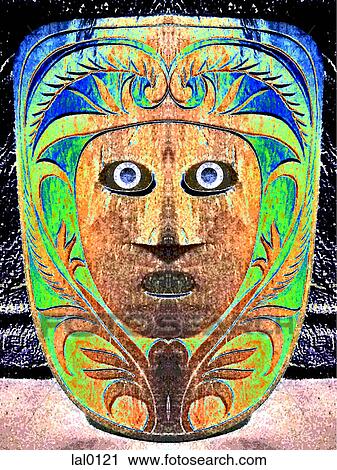 A tribal mask View Large Illustration Clip Art - A tribal mask. Fotosearch