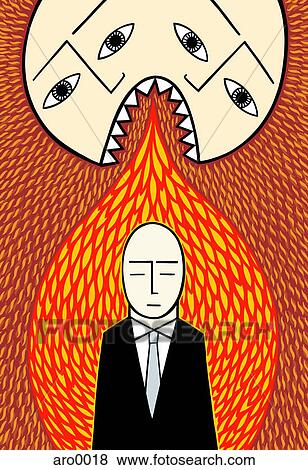 A two headed man breathing fire on a businessman View Large Illustration Stock Illustration - A two headed man breathing fire on a businessman. Fotosearch