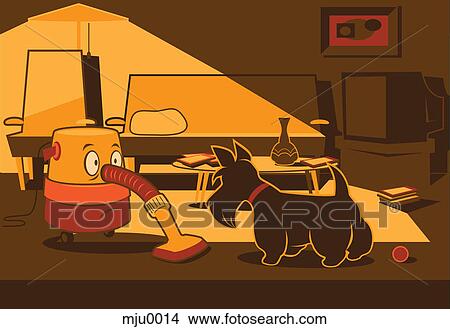 Stock Illustration - A vacuum cleaner and scottish terrier. Fotosearch