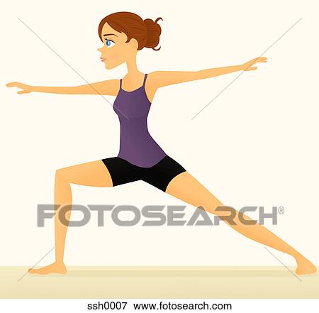 A woman doing the warrior yoga pose View Large Illustration Stock Illustration - A woman doing the warrior yoga pose. Fotosearch