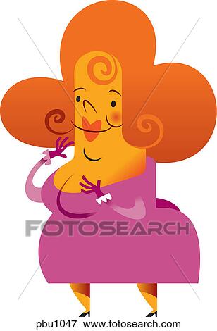 Stock Illustration - A woman in a pink dress. Fotosearch