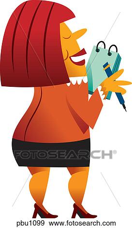 Stock Illustration - A woman taking notes. Fotosearch