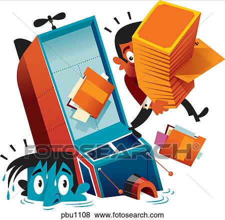 Stock Illustration - A workstation sinking in water. Fotosearch