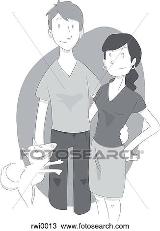Drawing - A young couple. Fotosearch