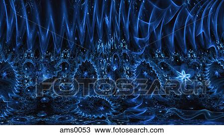 Drawing - An abstract blue digital illustration. Fotosearch