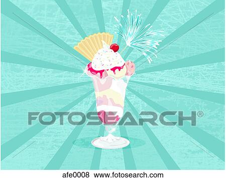 Stock Illustration - An ice cream sundae. Fotosearch