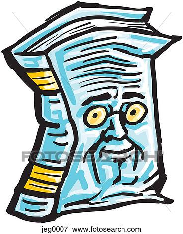 Stock Illustration - An old worn-out book with a face. Fotosearch