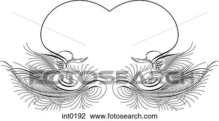 Drawing - Birds forming a heart. Fotosearch