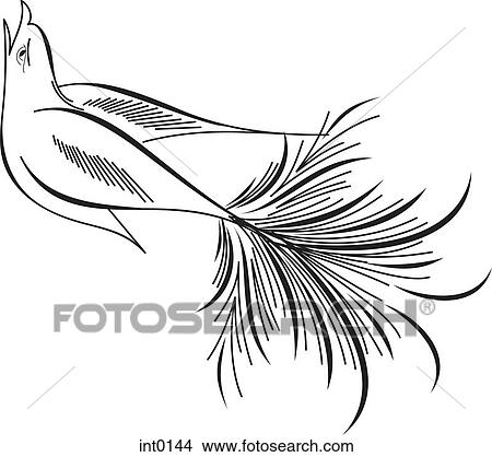 Stock Illustration - Black and white decorative bird. Fotosearch