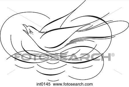 Stock Illustration - Black and white decorative bird. Fotosearch