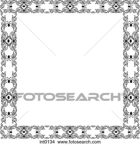 Drawings of Black and white decorative border int0134 - Search Clip Art ...