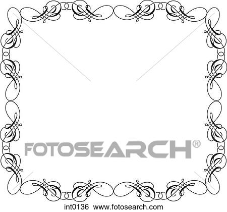 Stock Illustration - Black and white swirly border. Fotosearch