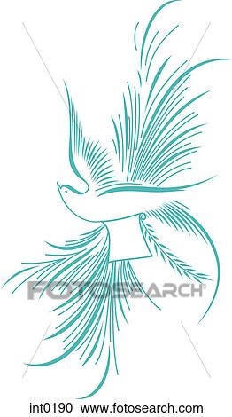 Blue calligraphic bird carrying a scroll View Large Illustration Clipart - Blue calligraphic bird carrying a scroll. Fotosearch