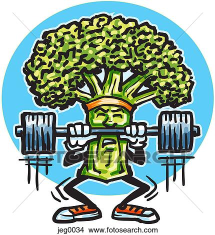 Broccoli lifting weights View Large Illustration Stock Illustration - Broccoli lifting weights. Fotosearch