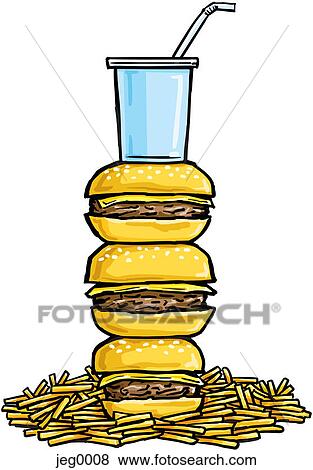 Stock Illustration - Burgers french fries and a soft drink. Fotosearch