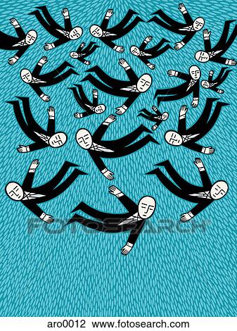 Drawing - Businessman falling. Fotosearch