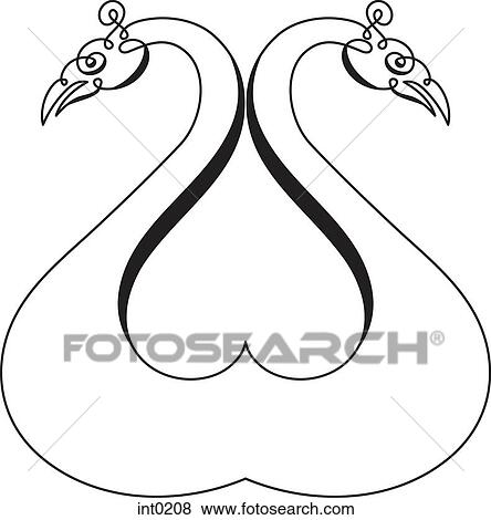 Stock Illustration - Calligraphic swans. Fotosearch