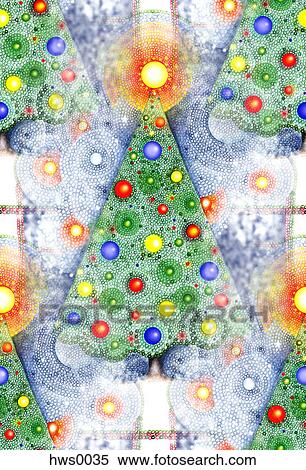 Stock Illustration - Decorated Christmas trees. Fotosearch