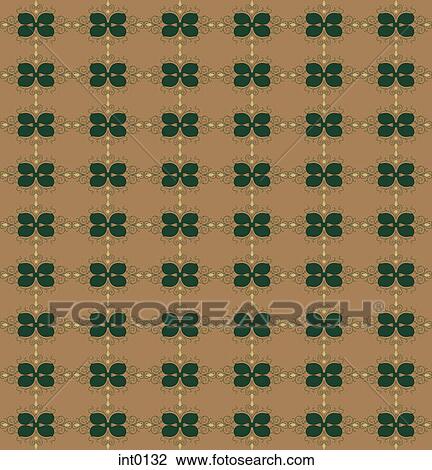 Decorative pattern in green and brown View Large Illustration Drawing - Decorative pattern in green and brown. Fotosearch