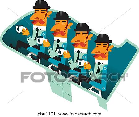 Five men drinking tea View Large Illustration Clip Art - Five men drinking tea. Fotosearch