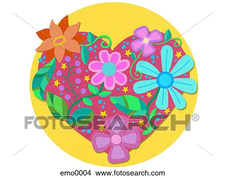 Flowers in the shape of a heart View Large Illustration Stock Illustration - Flowers in the shape of a heart. Fotosearch