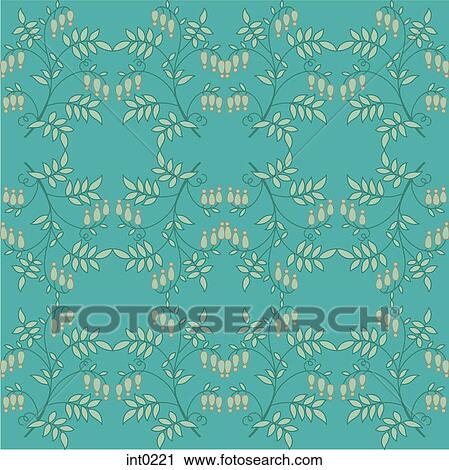 Clip Art - Flowers on a blue-green background. Fotosearch