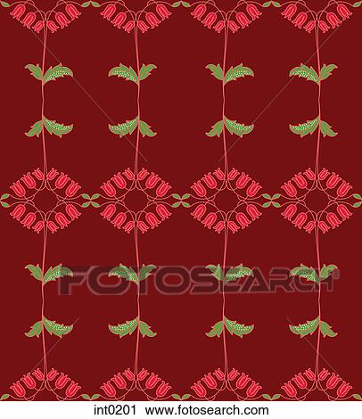 Clip Art - Flowers on a red background. Fotosearch