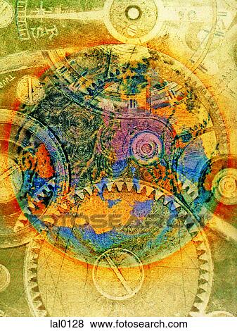 Stock Illustration - Gears and compasses. Fotosearch