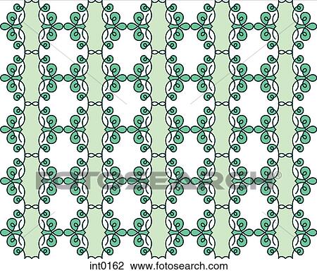 Drawing - Green swirly pattern. Fotosearch