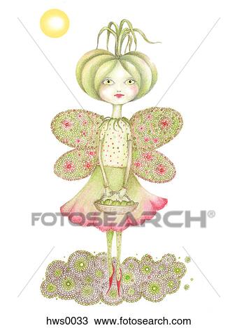 Green tomato princess View Large Illustration Drawing - Green tomato princess. Fotosearch
