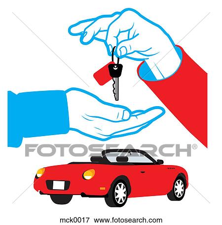 Stock Illustration - Hands passing off keys to a car. Fotosearch