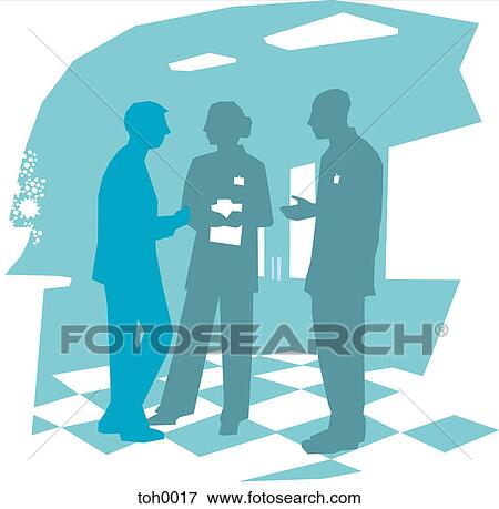 Hospital staff having a discussion View Large Illustration Stock Illustration - Hospital staff having a discussion. Fotosearch
