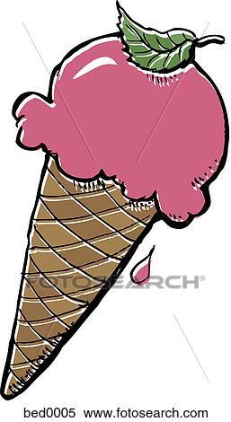 Stock Illustration - Ice cream with mint on top. Fotosearch