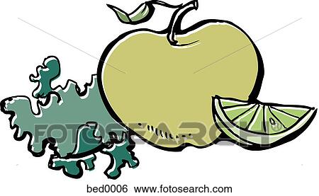 Stock Illustration - Kale, apple, and lime. Fotosearch