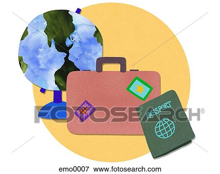 Stock Illustration - Luggage and a passport. Fotosearch