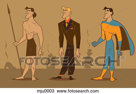 Men of different eras View Large Illustration Drawing - Men of different eras. Fotosearch