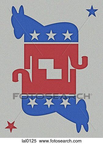 Mirror image of a Democratic donkey and Republican elephant View Large Illustration Stock Illustration - Mirror image of a Democratic donkey and Republican elephant. Fotosearch