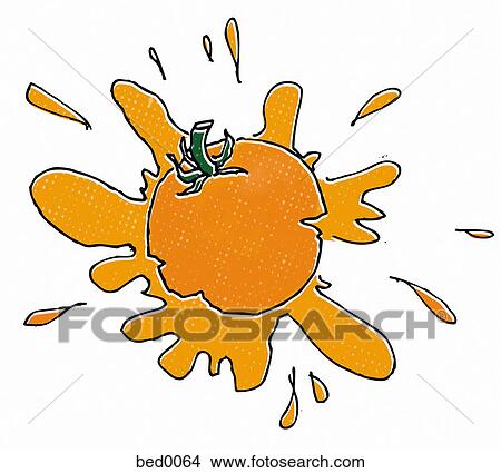 Orange tomato splat View Large Illustration Stock Illustration - Orange tomato splat. Fotosearch