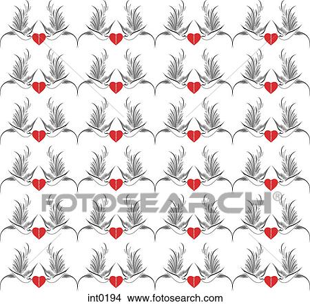 Pattern of doves putting together broken hearts View Large Illustration Stock Illustration - Pattern of doves putting together broken hearts. Fotosearch
