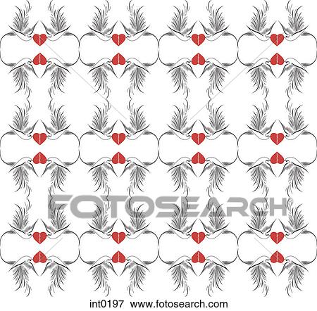 Pattern of doves putting together broken hearts View Large Illustration Stock Illustration - Pattern of doves putting together broken hearts. Fotosearch